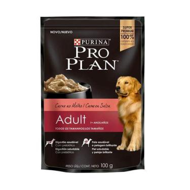 Imagem de Ração Úmida Proplan para Cães Adultos Sachê sabor Carne 100g - 1 unida