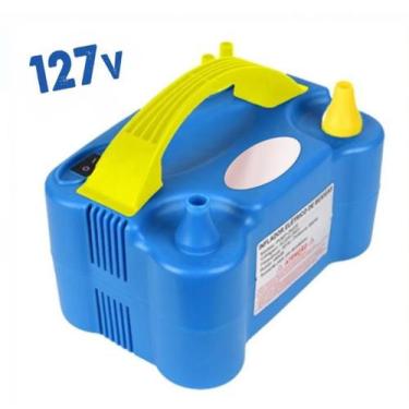 Imagem de Inflador Elétrico Balão Bexiga Bomba 2 Bicos Festa Azul 127V - Toaninn