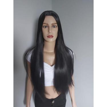 Imagem de Peruca, wig, castanho escuro, lisa, fibra premium, 75cm - juperucas