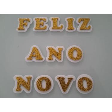 Imagem de Faixa Aplique Decorativo em EVA Feliz Ano Novo Brilho Letras 16cm - mi