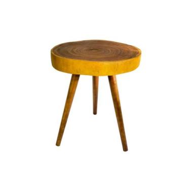 Imagem de Mesa Mesinha Banco Pé Palito Banqueta Tronco Bolacha De Madeira Rustic