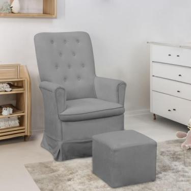 Imagem de Poltrona Amamentação para Quarto Claudia com Puff Amo Estofados, Cinza