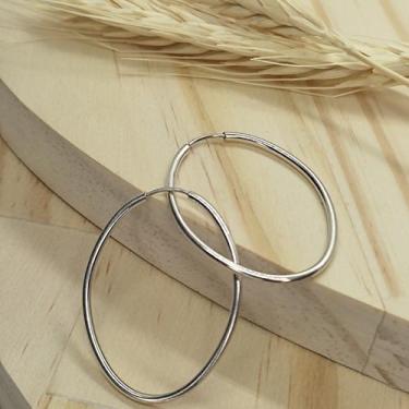 Imagem de Brinco Oval Alongado 2.9 cm fio redondo fino Prata 925 - cjo