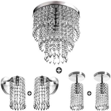 Imagem de Conjunto Lustre 1 Manucrilic + 2 Clearcrilic + 2 Arandela - MARRYLUZ