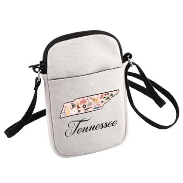 Imagem de HOLLP Presente de boas-vindas Tennessee State Bolsa tiracolo Tennessee Travel Small Sling Bag Tennessee Pride Gift, Branco