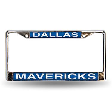 Imagem de Rico Industries NBA Dallas Mavericks - Moldura de placa de licença cromada padrão incrustada com corte a laser, 15 x 31 cm