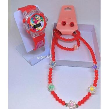 Imagem de kit Relógio infantil Digital Pisca Toca Musica Meninas + Conjunto Cola