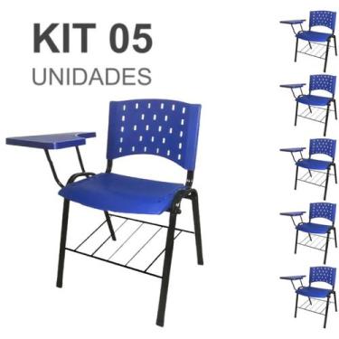 Imagem de Kit 05 Cadeiras Plásticas Universitárias PRANCHETA PLÁSTICA com Porta 