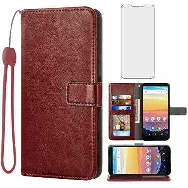 Imagem de Compatível com Cricket Vision 3/Debut/AT&T Calypso 1 2 Capa carteira protetora de tela de vidro temperado, suporte para cartão, acessórios de celular, capa para celular sem fio 4G LTE U318AA U319AA