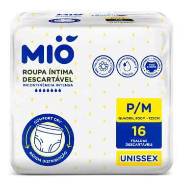 Imagem de Roupa Íntima Descartável Mió Adulto Tamanho P/M Unissex 16 Unidades