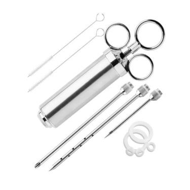 Imagem de Seringa Injetor Temperos 3 Agulhas Inox Profissional Carne  - ATMX, 3 
