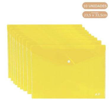Imagem de Kit 10 Pastas Envelope com Botão Ofício/A4 Acp, Amarelo