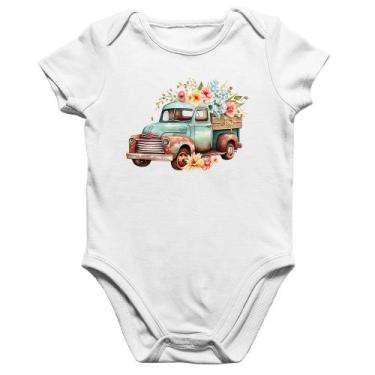 Imagem de Body Bebê Algodão Caminhão Vintage e Flores - Foca na Moda, Branco, G