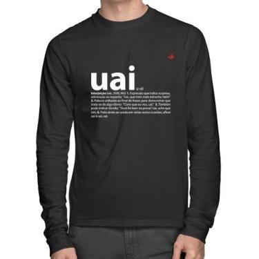 Imagem de Camiseta Algodão Uai - Significado Manga Longa - Foca na Moda, Preto, 