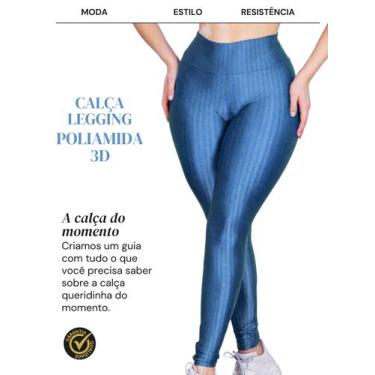 Imagem de 2 Calça Legging 3D Poliamida Básico Cintura Alta Grossa Fitness Academ