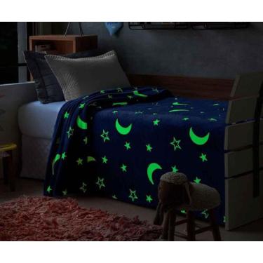 Imagem de Manta Brilha No Escuro Estrela Azul Mescla Jolitex