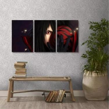 Imagem de Quadro Decorativo Uchiha Madara Naruto Em Tecido 3 Peças - Wall Frame