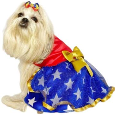Imagem de Roupa de cachorro e gato vestido pet fantasia mulher maravilha - SEM, 