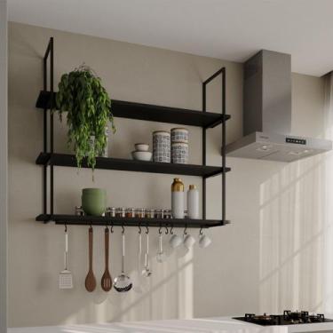 Imagem de Prateleira Decorativa Londres 120 Cm Preto - NEW GREEN, PRETO