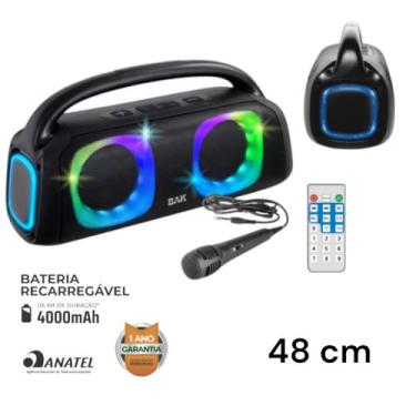 Imagem de Caixa de som Boombox Gigante 48 cm Potente, Rádio FM Bluetooth com Mic