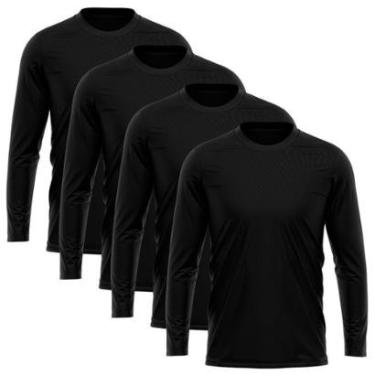Imagem de Kit 4 Camisetas Masculina Manga Longa Poliamida Proteção Solar UV-Masculino