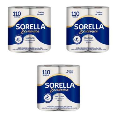 Imagem de Kit 3 Pacotes de Papel Toalha Sorella Econômica para cozinha com 2 rol