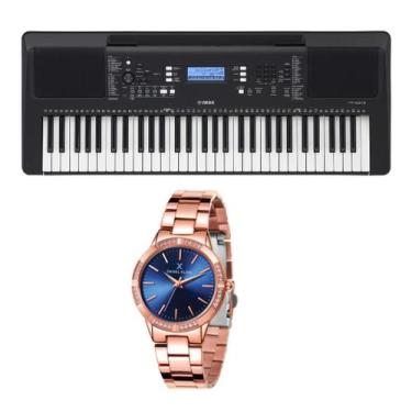 Imagem de Kit Teclado Yamaha Arranjador PSR E373 e Relógio Dk11157-5