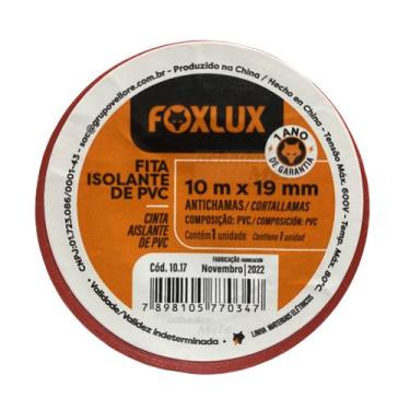 Imagem de Fita Isolante Colorida Foxlux Pvc Antichama 19mm X 10 Metros, Vermelho