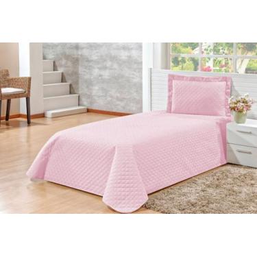 Imagem de Kit Cobre Leito Solteiro Kaique 02 Peças Liso Ideal Cama Box rose - Fl