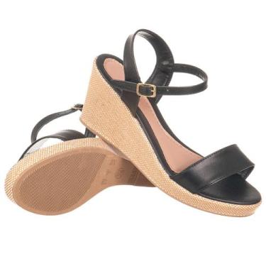 Imagem de Sandália Anabela Feminina Salto Baixo Alto Corda Detalhes - Cazzani, P