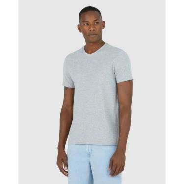 Imagem de Camiseta Básica Masculina Gola V Malwee Ref. 04422, Cinza claro, G