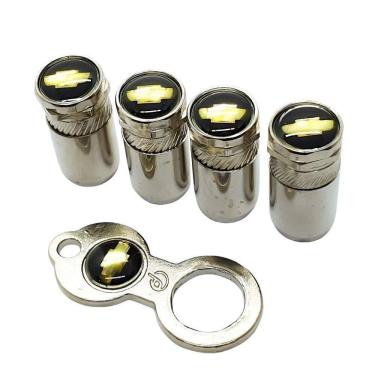 Imagem de Bico Válvula Antifurto Cromado Chevrolet Dourado