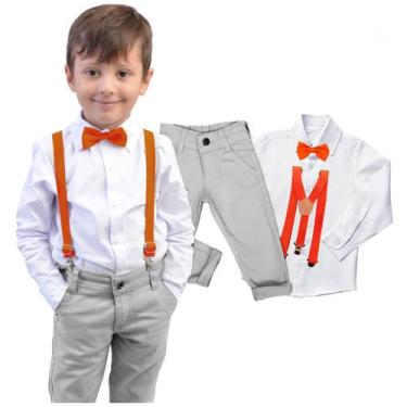Imagem de Conjunto Social Cinza Manga Longa Calça Casamento Pajem Bebê - Migueli