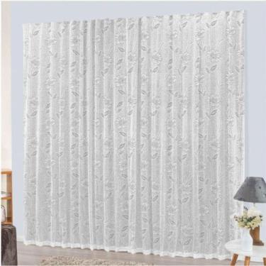 Imagem de Cortina Charme Em Renda Com Voal 4,00 X 2,50 Varão - Branca - Top Chic