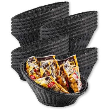 Imagem de Tablecraft Cestas de servir tecidas à mão, plástico irregular, afunilado, redondo assimétrico para apresentação, exibição, organização de alimentos, pãezinhos, restaurante de alimentação, 33 x 14 cm,