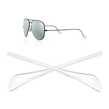 Imagem de Heydefo Pontas de substituição para hastes (meias de ouvido) para Ray-Ban Aviator RB3025 3026 Kits de reparo com bolsa de óculos de sol, Clear