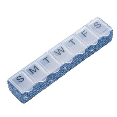 Imagem de EveryBling Organizador semanal de comprimidos pequeno para 7 dias, porta-remédios, caixa de comprimidos para uso diário, recipientes de vitaminas, organizadores de medicamentos (azul)