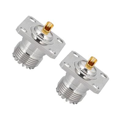 Imagem de Yctze 2 Pacotes UHF Fêmea SO239, Conector de Adaptador Coaxial RF de Chassi de Painel de 4 Furos, Ideal para Conexão UHF
