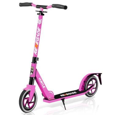 Imagem de Scooter – Scooter para adolescentes – Kick Scooter – Scooter de 2 rodas com guidão ajustável – Scooter dobrável adulto com deck antiderrapante – Scooter com rodas deslizantes suaves de 20 cm rosa