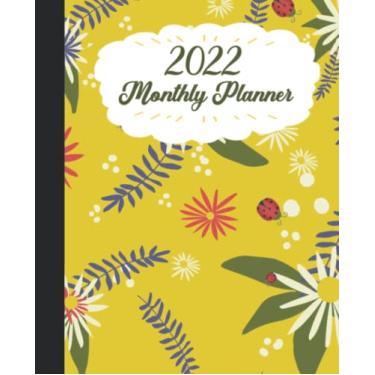 Imagem de 2022 Monthly Planner with Ladybug With Different Flowers In A Yellow Background Cover: 2022 Monthly Calendar and Organizer | Plan Goals for every ... Incomes and Outgoings Planner| 7.5 * 9.25