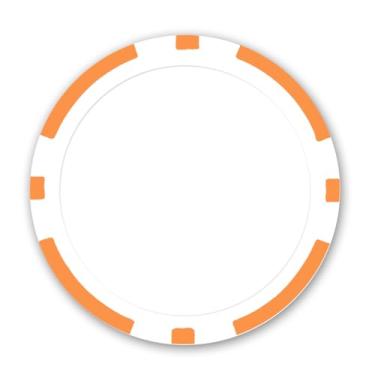 Imagem de DA VINCI 100 fichas de pôquer de 11,5 gramas em branco com 8 listras para uso com etiquetas personalizadas ou impressão UV direta, faça seu próprio conjunto de pôquer personalizado (laranja)