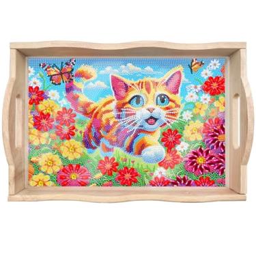 Imagem de DIY Diamond Art Tray with Handle 5D Diamond Art Painting Plate Creative Design Handmade Wooden Tray 13.8x9.6 Inches (J11)