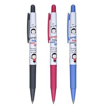 Imagem de Caneta esferográfica Xeno Angry Little Asian Girl com desenho animado de 0,5 mm, tinta de baixa viscosidade, Assorted 3pcs