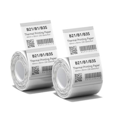 Imagem de NIIMBOT Etiquetas, 2 rolos 1,57" x 1,18" (40 x 30 mm) 230 etiquetas/rolo de etiqueta térmica autoadesiva, compatível com NIIMBOT B1/B21/B3S/B31/K3 impressora de etiquetas para casa/escritório/negócios
