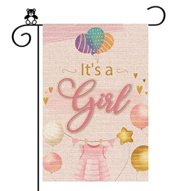 Imagem de It's A Girl Garden Flag, Gender Reveal, Pregnancy Announcement, Welcome Baby Girl Sign - Banner Vertical Decór de Festa de Aniversário, Placa de Jardim de Gramado Dupla Face, 30 x 45 cm