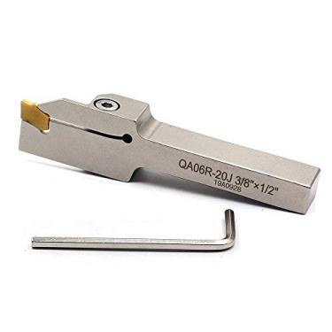 Imagem de OSCARBIDE Suporte de divisão de torno intercambiável de 3/8" x 1/2" QA06R-20J para serviço pesado - Ferramenta de corte à mão direita com inserção de carboneto GTN-2, 1 peça