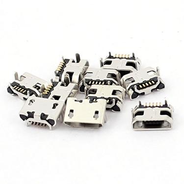 Imagem de uxcell 10 peças de suporte de 5 pinos PCB Micro B USB fêmea SMT conector porta de dados