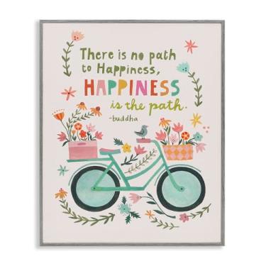 Imagem de Stupell Industries Happiness Is The Path Framed Giclee Wall Art Design por Irene Chan, moldura cinza, 40 x 50 cm