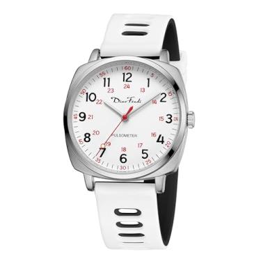 Imagem de Diaofendi Relógio de enfermagem para estudantes de medicina, médicos, mulheres e homens, com segunda mão e 24 horas, fácil de ler, à prova d'água, Prata - branco e preto, Relógio de enfermeira