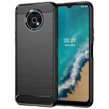 Imagem de GTBDEKI Capa para Nokia G50, TA-1358, capa traseira de silicone fino à prova de choque de fibra de carbono resistente TPU macio para Nokia G50 preta
